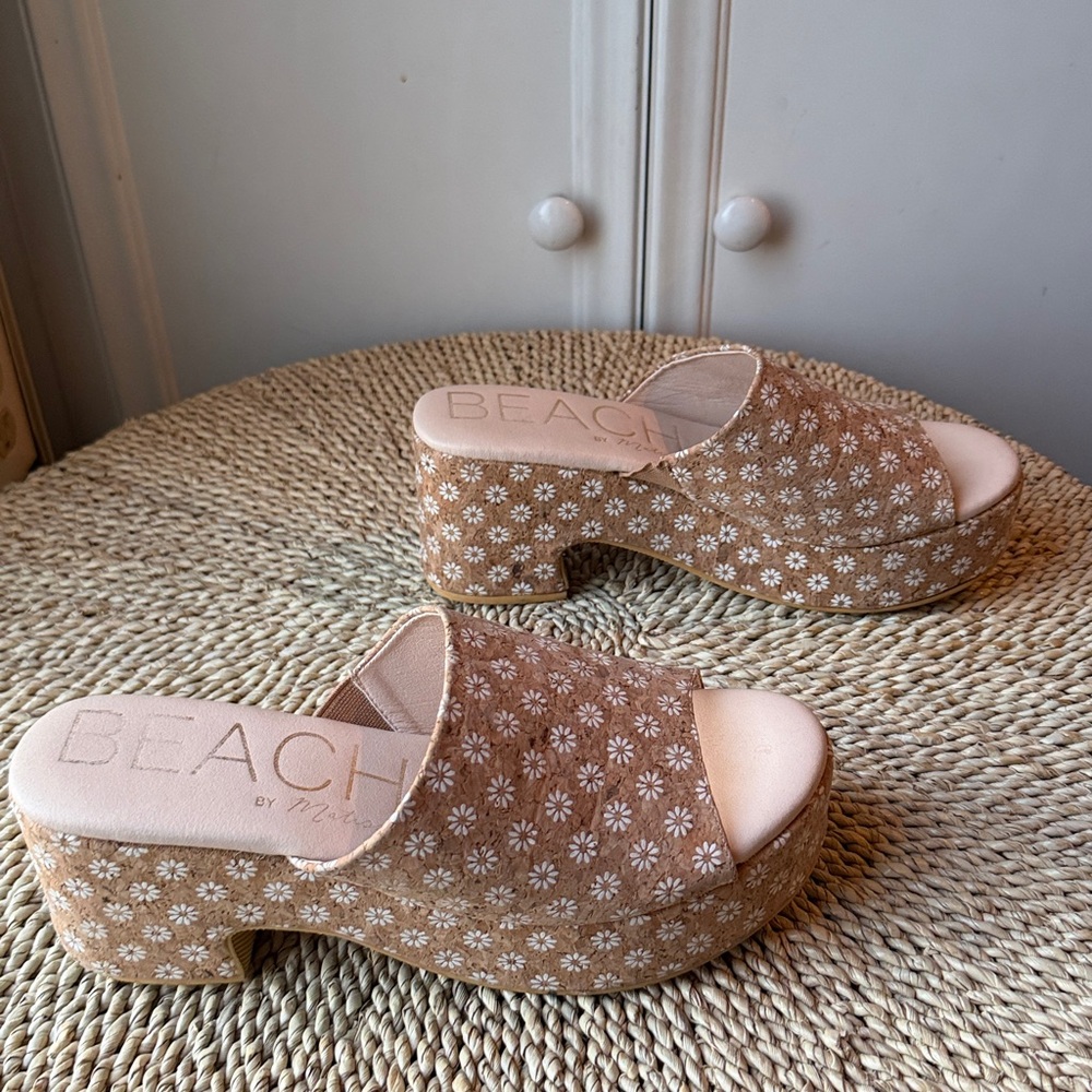 Beach by Matisse Tan Daisy Cork Platform Wedge Sandals - Women’s 11 Terry Heels - Picture 7 of 10